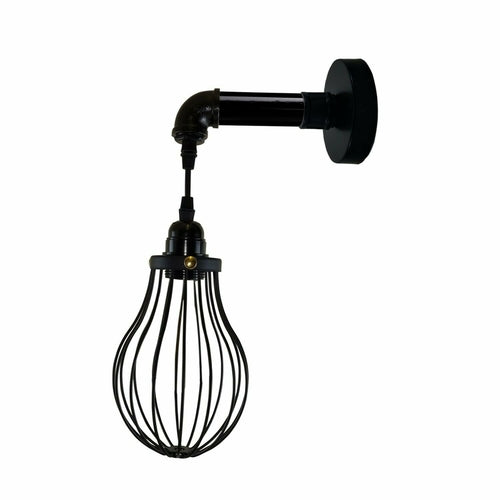 Industrial Vintage Retro Pipe Sconces Wall Light  dome black Cage