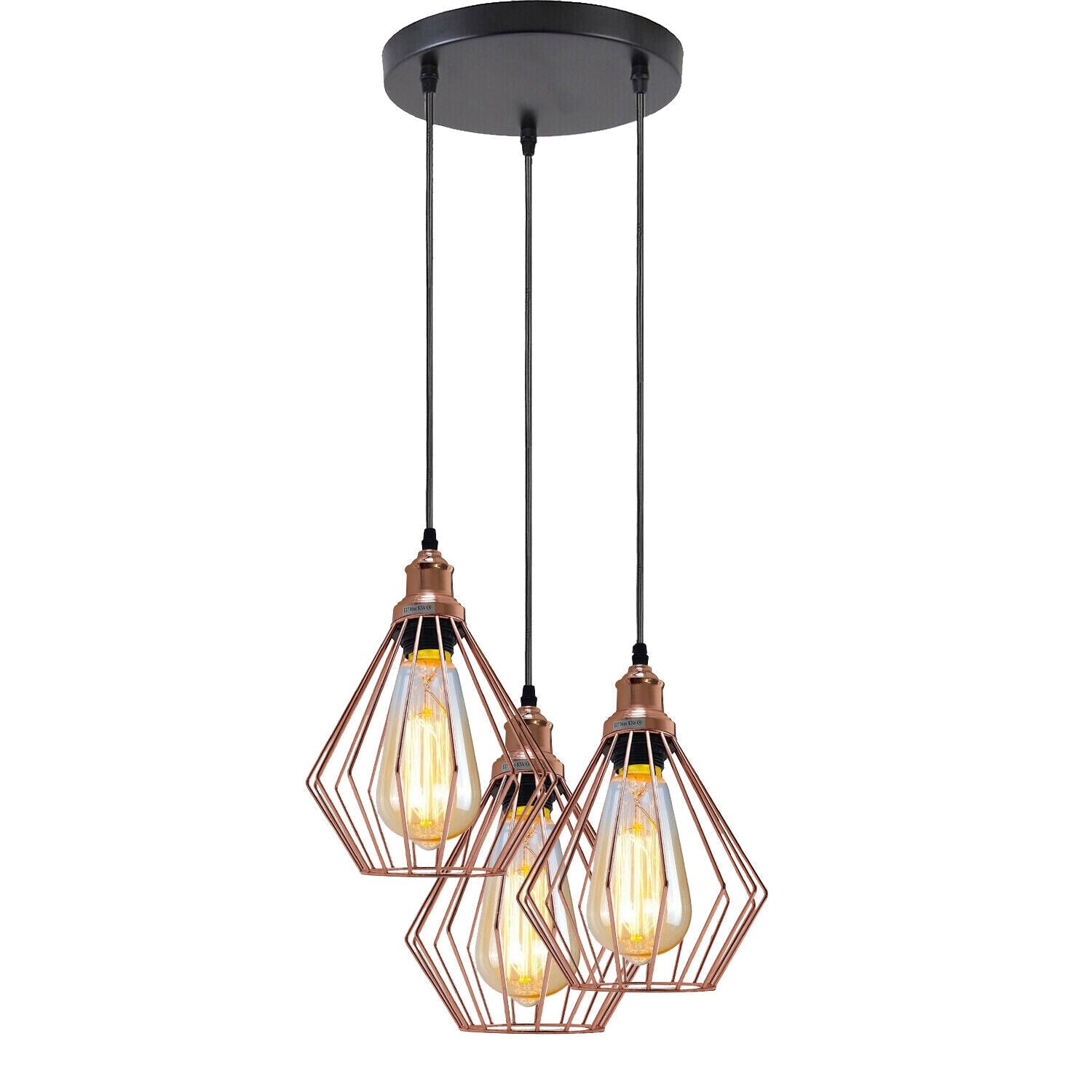 Industrial Vintage Retro Metal Ceiling 3 way Round Hanging Pendant