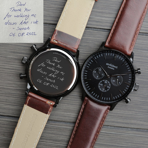 Handwriting Engraving - Men's Architect Motivator Black with Walnut