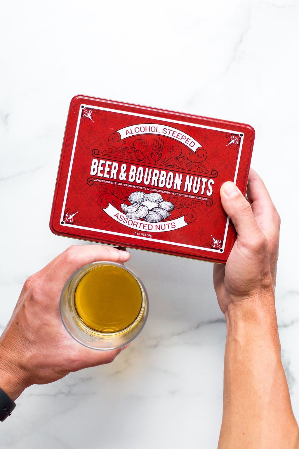 Beer & Bourbon Liquor Nuts Gift Tin – Assorted Gourmet Nuts with Irish