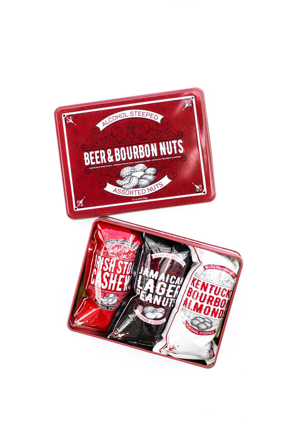 Beer & Bourbon Liquor Nuts Gift Tin – Assorted Gourmet Nuts with Irish