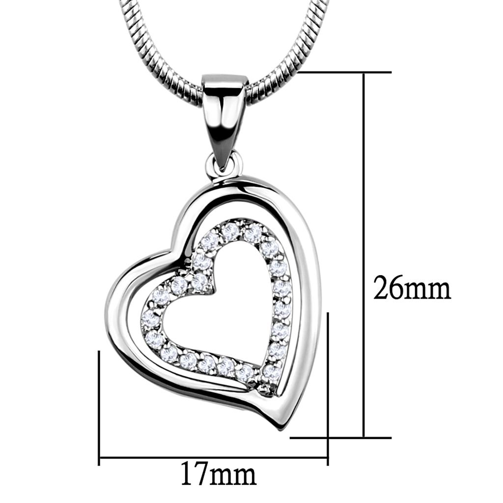 3W841 - Rhodium Brass Chain Pendant with AAA Grade CZ  in Clear