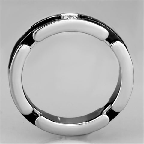 3W962 - High polished (no plating) Stainless Steel Ring with Ceramic