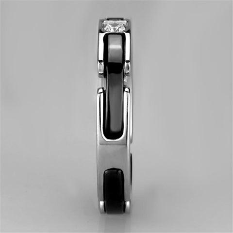 3W962 - High polished (no plating) Stainless Steel Ring with Ceramic