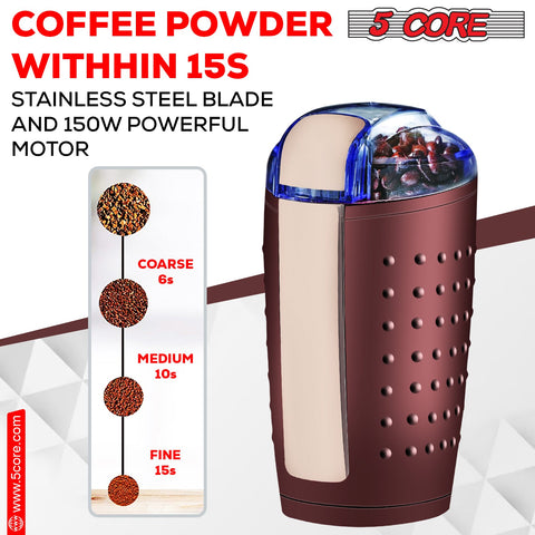 5 Core Coffee Grinder 85 Gram Capacity 150W Electric Bean Spice