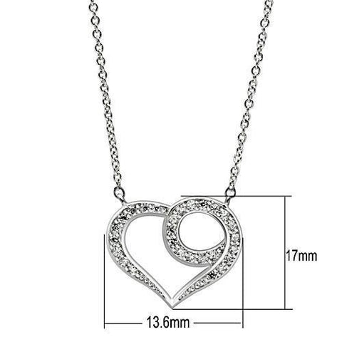 3W075 - Rhodium Brass Necklace with AAA Grade CZ  in Clear