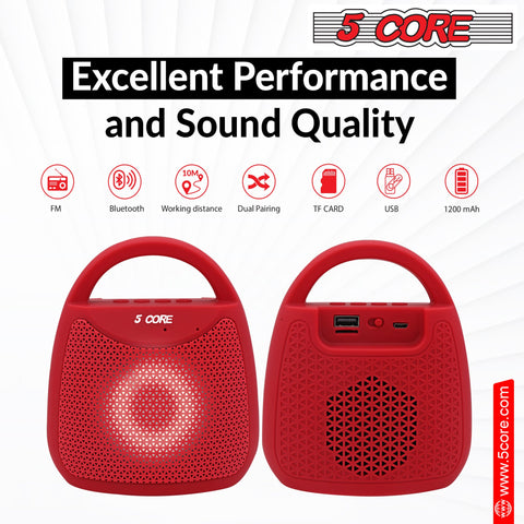 5 Core Bluetooth Speaker Wireless Outdoor Portable Waterproof Loud USB