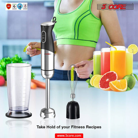 5 Core Immersion Hand Blender 400/500W Electric Hand Mixer Whisk w 2