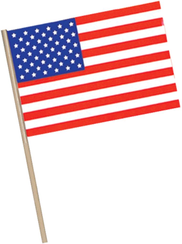 American Flag - Plastic - with 71/2 Wooden Stick