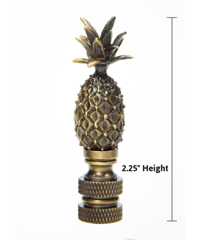 Tall Pineapple Lamp Finial Antique Brass Metal 2.5"h