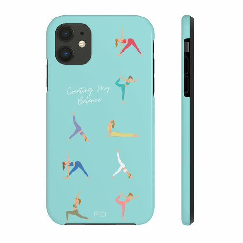 Yoga Poses Blue Tough Case for iPhone with Wireless Charging