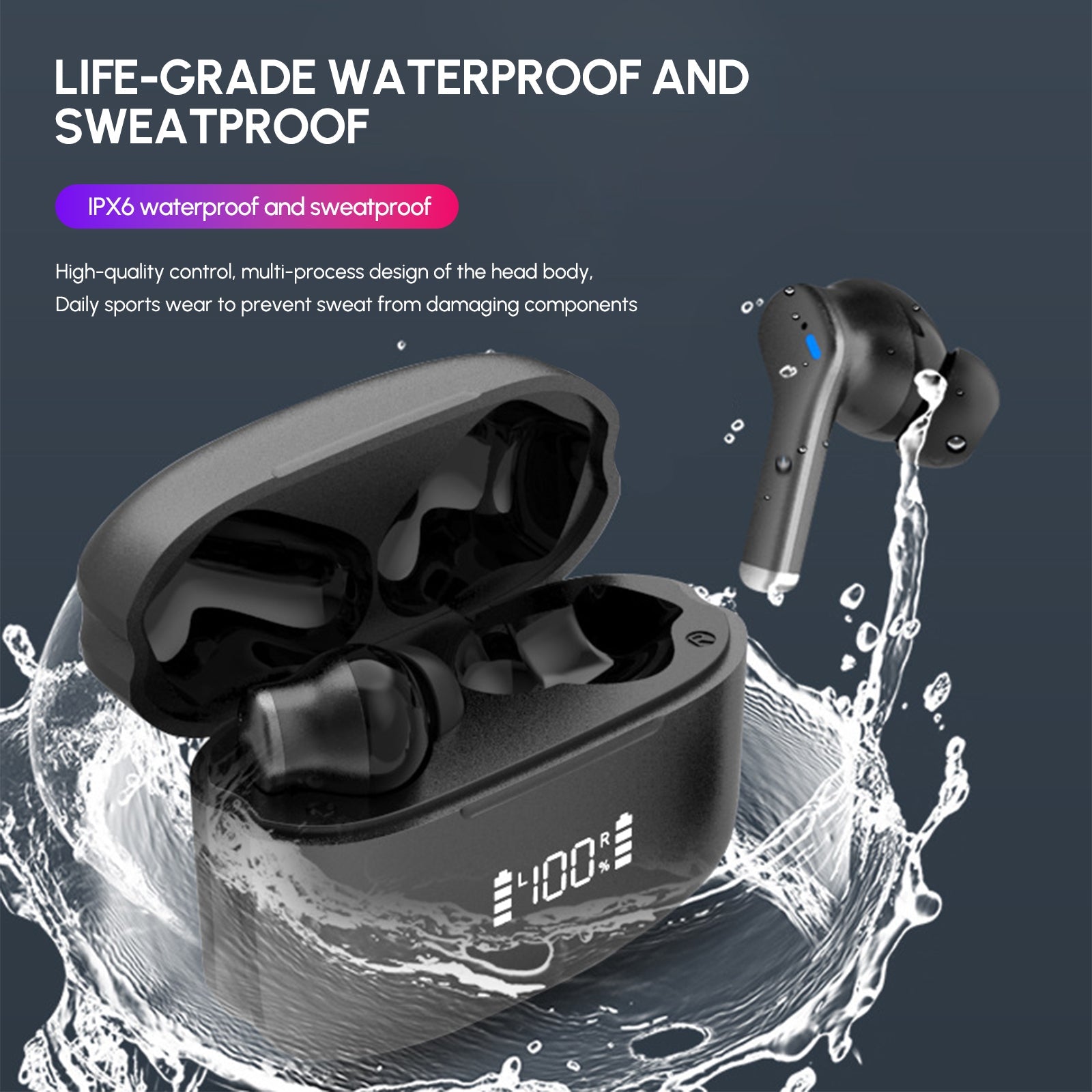 Bluetooth 5.3 Wireless Earbud  60 Hrs Playtime with LED Display for