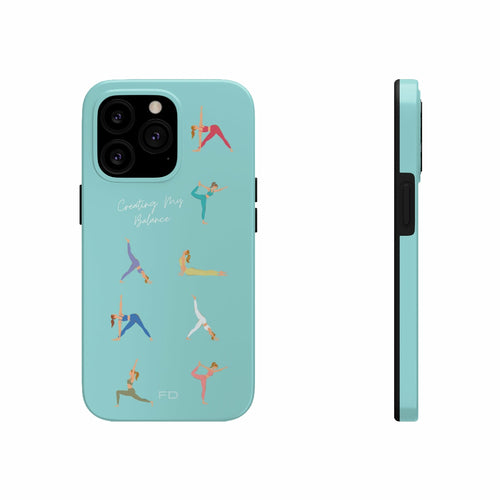 Yoga Poses Blue Tough Case for iPhone with Wireless Charging