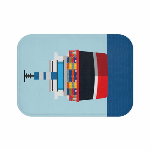 Cargo Ship In the Ocean Front Bath Mat