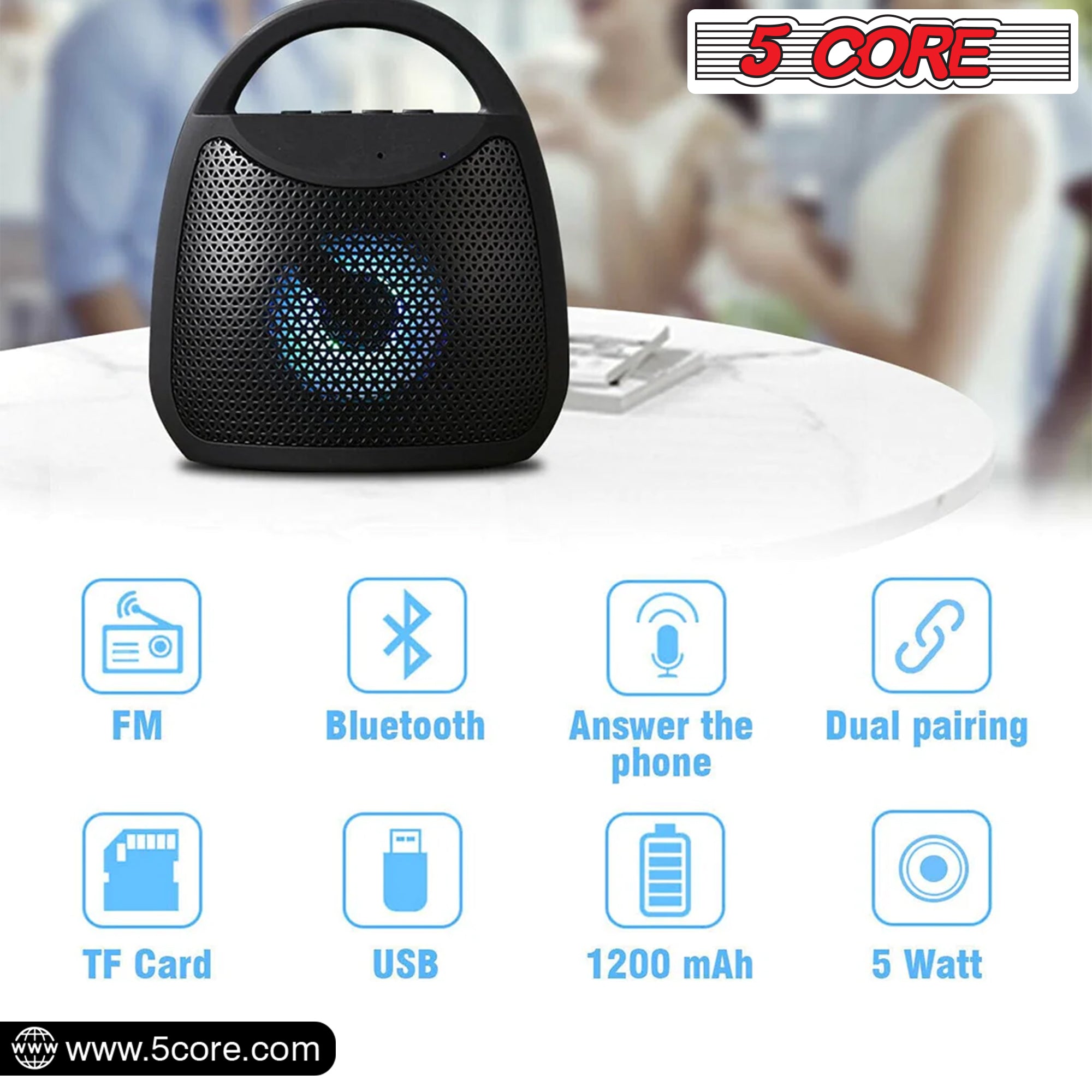 5Core Bluetooth Speaker Wireless Outdoor Rechargeable Mini Portable