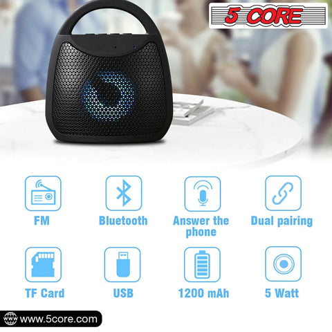 5Core Bluetooth Speaker Wireless Outdoor Rechargeable Mini Portable