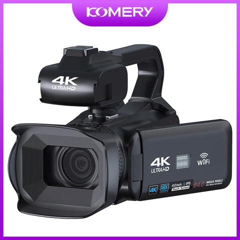 KOMERY Full 4k professional Video Camera 64MP WiFi Camcorder Digital