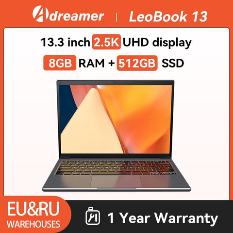 Adreamer Leobook 13 Laptop 13.3 Inch Intel Quad Core Lpddr4 8gb Ram