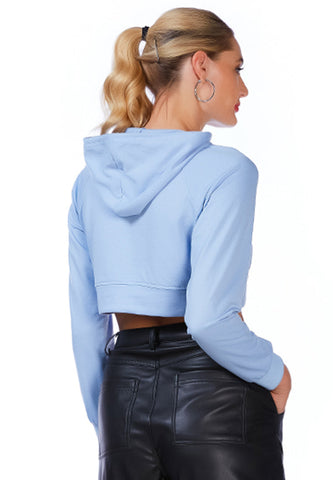 All Relaxed Front Slit Cropped Hoodie