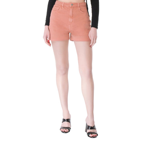 Coral Raw Hem Denim Shorts