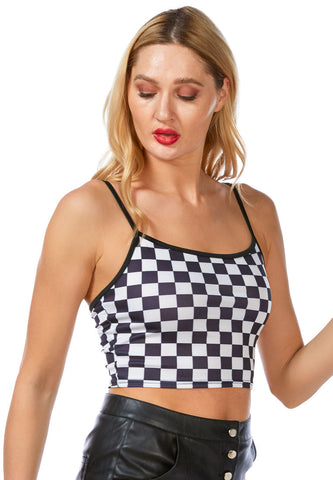 Checkerboard Spaghetti Crop Top