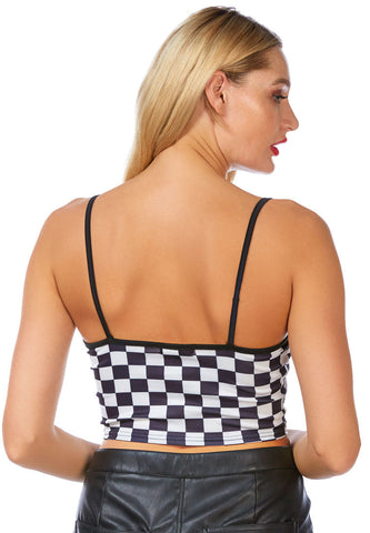 Checkerboard Spaghetti Crop Top