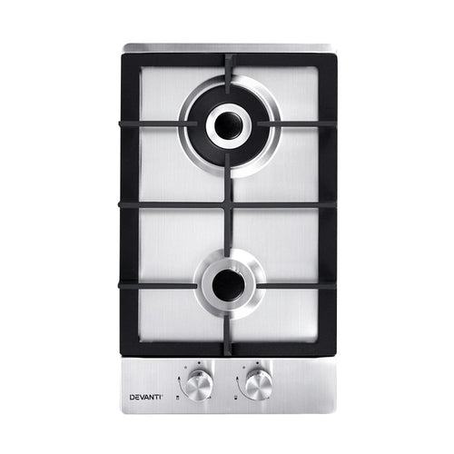 Devanti Gas Cooktop 30cm Gas Stove Cooker 2 Burner Cook Top Konbs NG