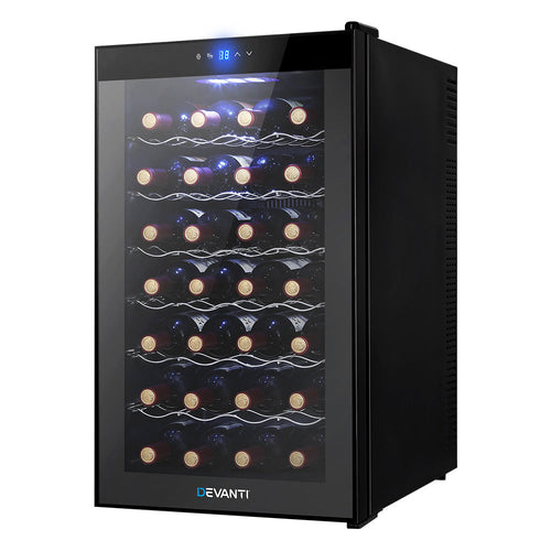 Devanti Wine Cooler 28 Bottles Glass Door Beverage Cooler