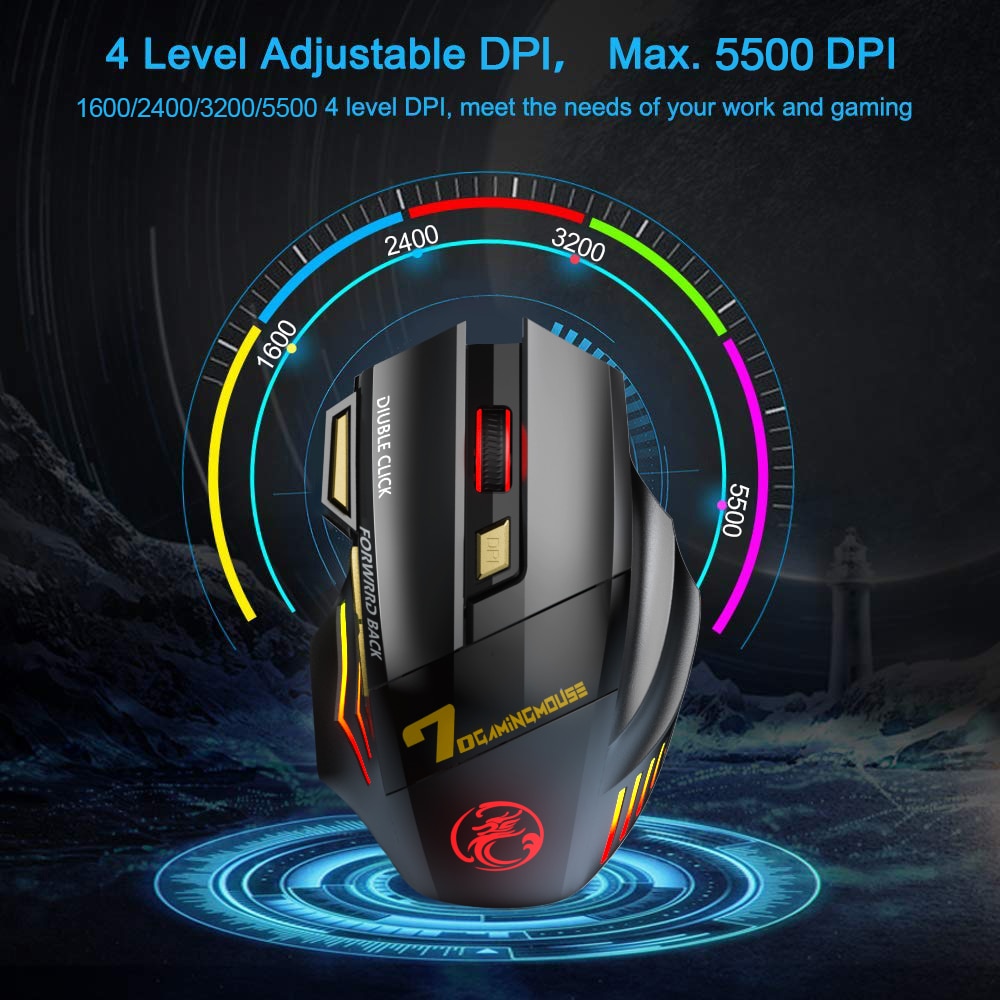 Mouse da gioco ergonomico silenzioso wireless Bluetooth