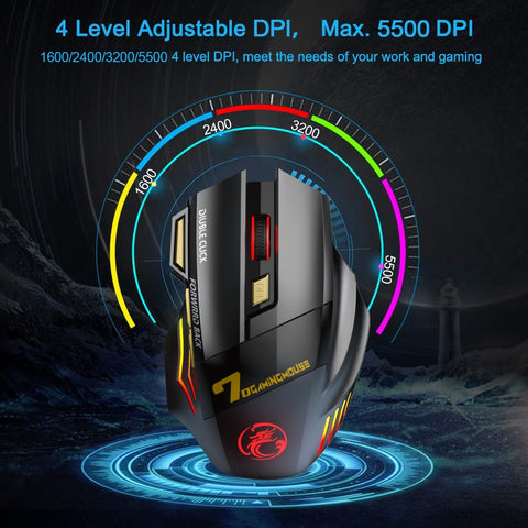 Mouse da gioco ergonomico silenzioso wireless Bluetooth