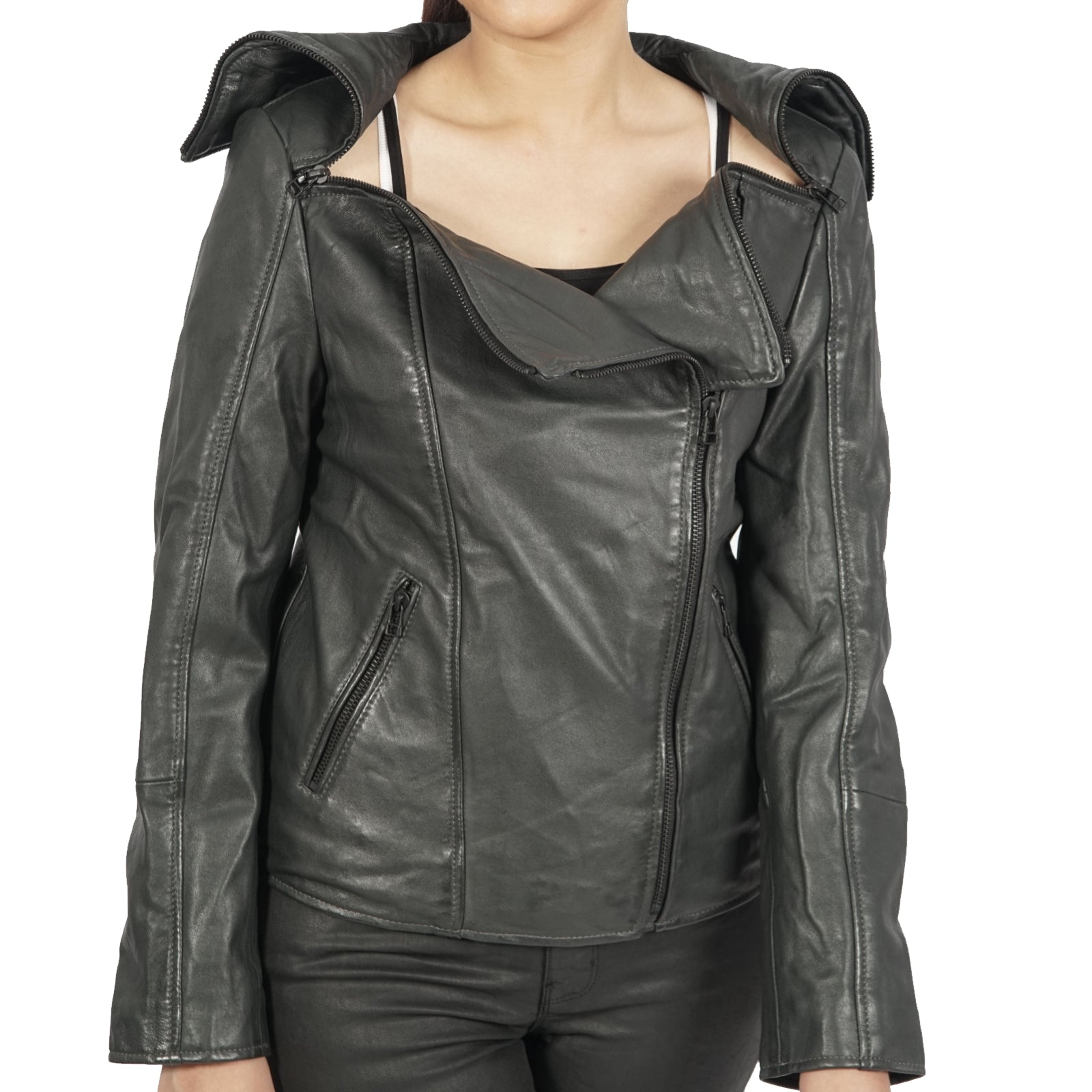 Janet Asymmetric Leather Jacket