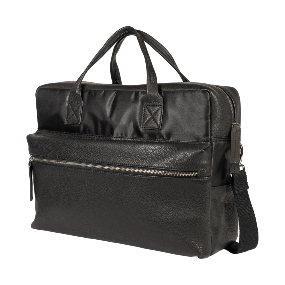 K0043AB | Briefcase in Nylon Waterproof/Vera Pelle pieno fiore con