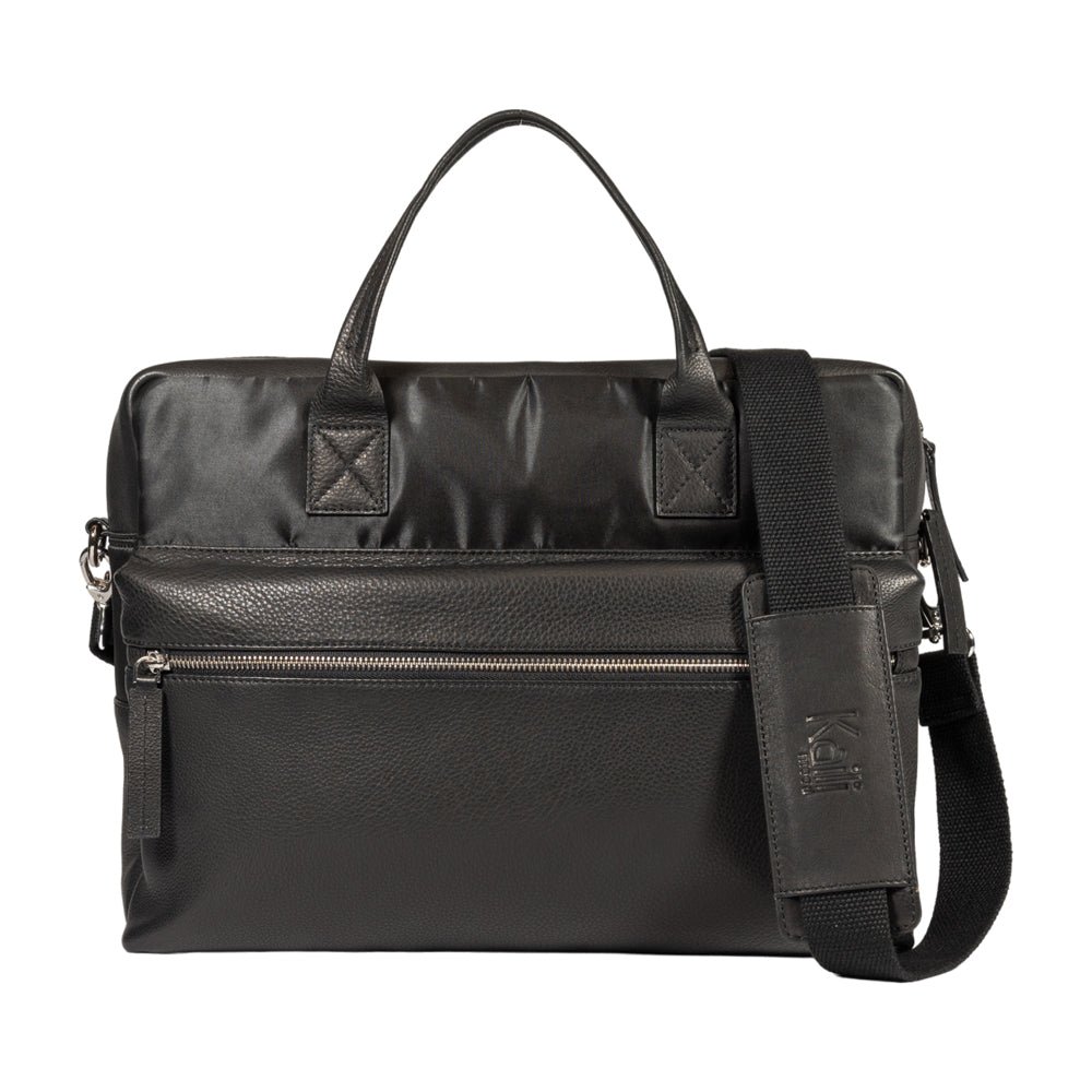 K0043AB | Briefcase in Nylon Waterproof/Vera Pelle pieno fiore con