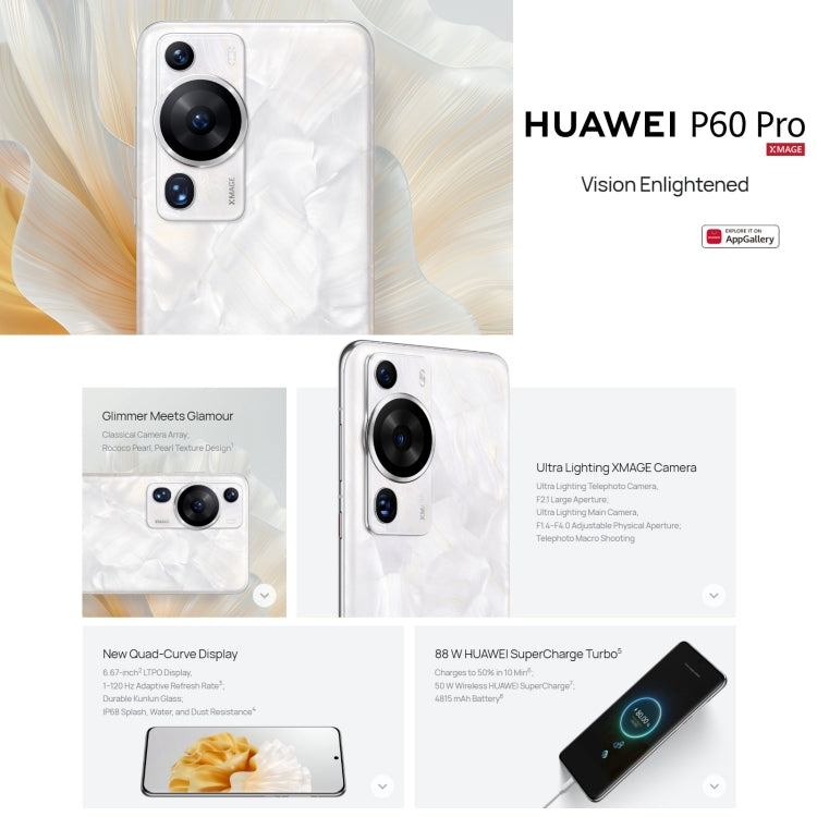 HUAWEI P60 Pro MNA-AL00, 8GB+256GB, 48MP Camera, China Version, Triple