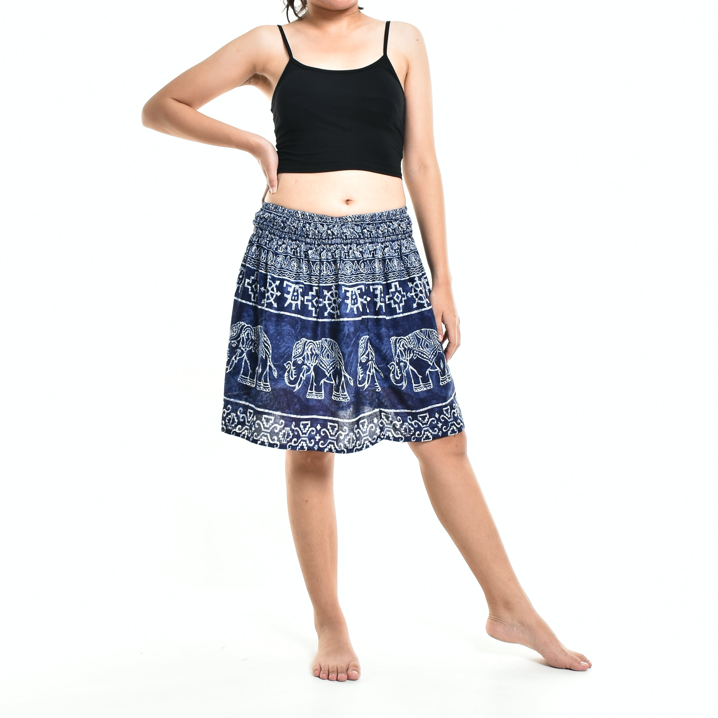 Bohotusk Blue Amboseli Elephant Print Short Skirt SM to LXL