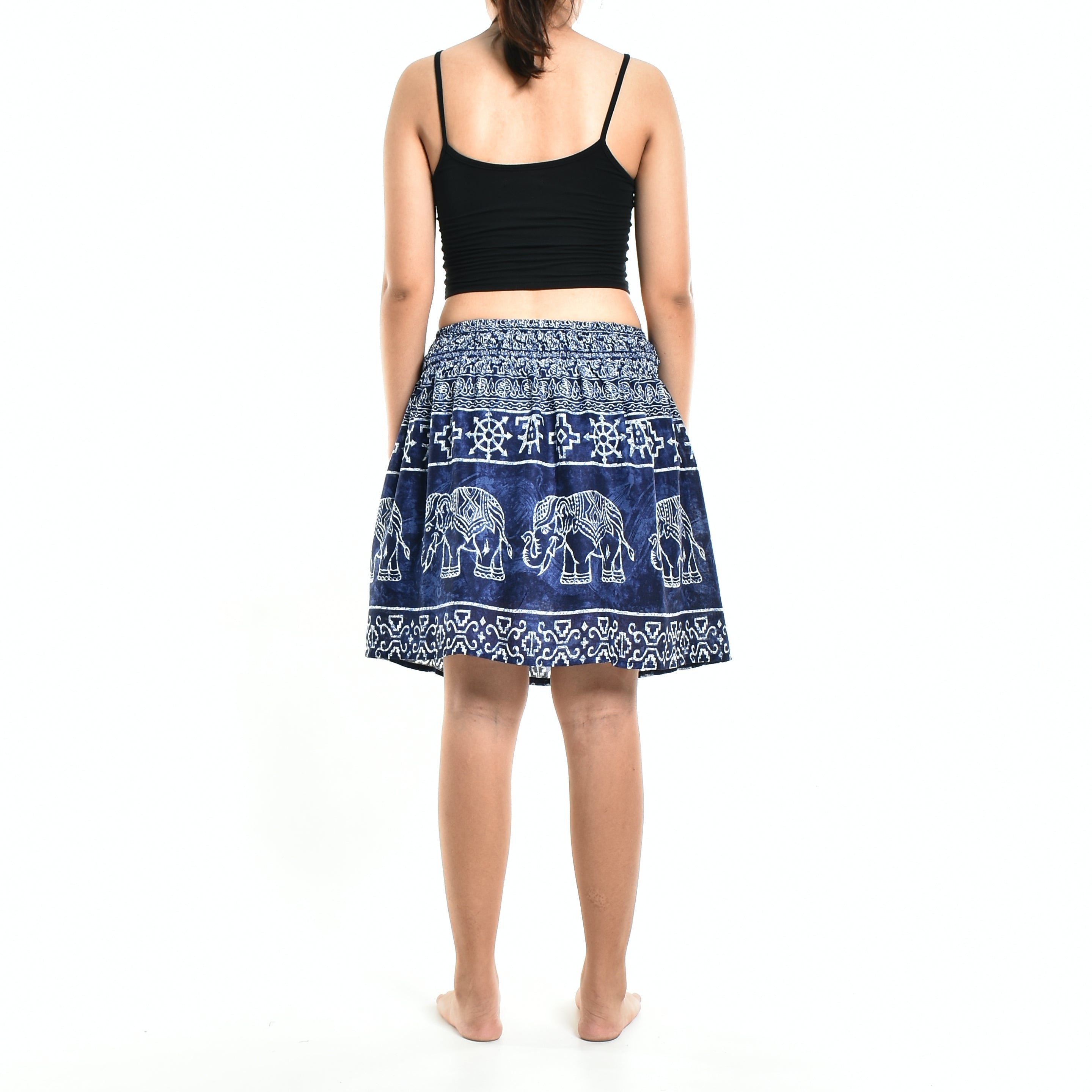 Bohotusk Blue Amboseli Elephant Print Short Skirt SM to LXL