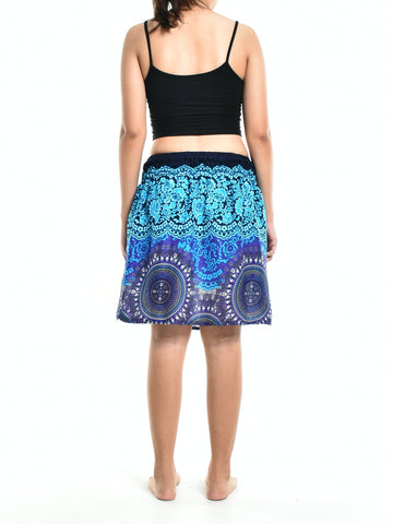 Bohotusk Blue Sun Glow Print Short Skirt SM to LXL