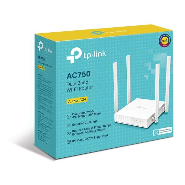 TP-LINK Archer C24 AC750 Dual-Band Wi-Fi Router 2.4GHz 300Mbps 5GHz