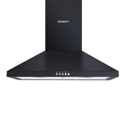 Devanti Pyramid Range Hood Rangehood 600mm 60cm Kitchen Canopy Black