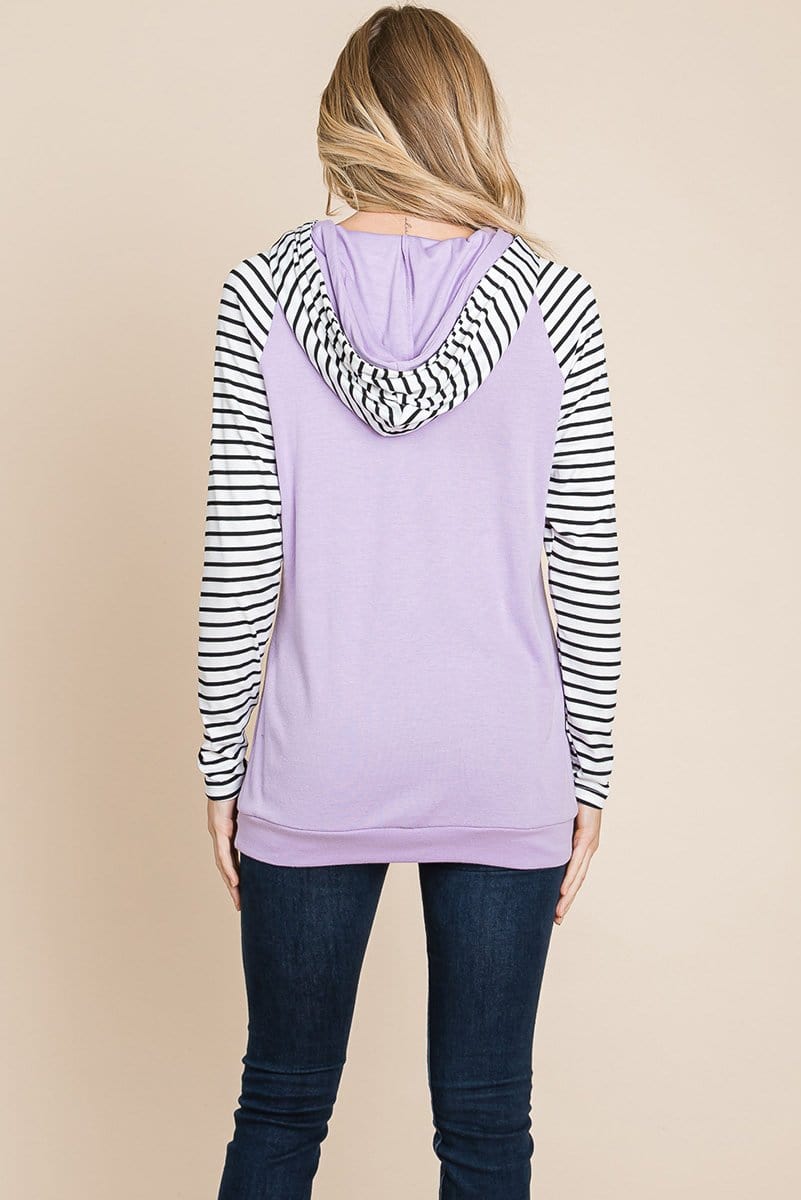 Color Block Striped Double Hoodie Sweatshirts