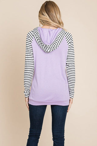 Color Block Striped Double Hoodie Sweatshirts