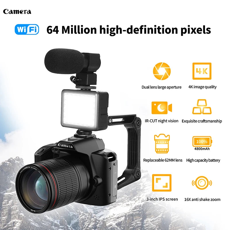 Professional Camcorder 4K dual camera High definition 64 million