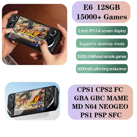 Console di gioco portatile E6 Videogioco portatile Schermo IPS da 5 pollici Retro 