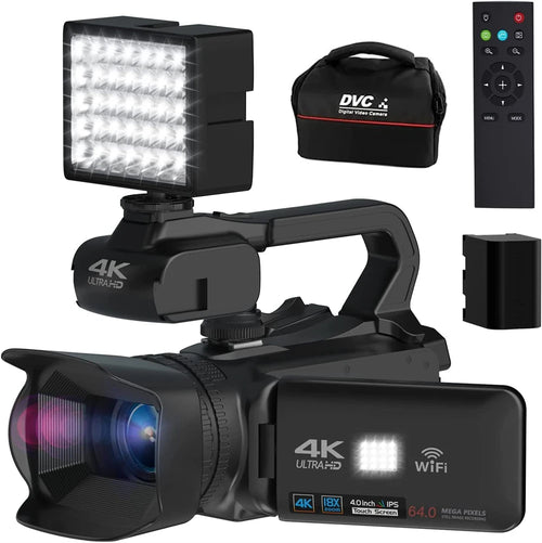 KOMERY Full 4k professional Video Camera 64MP WiFi Camcorder Digital