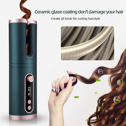 Automatic Hair Curler Ceramic Anti-Scalding Wireless Curling Iron for