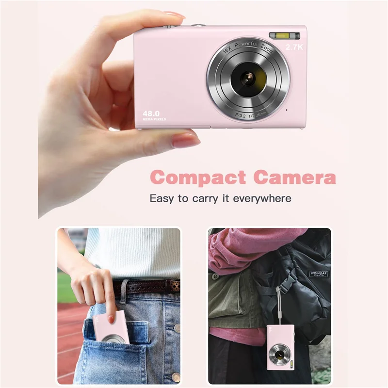 Digital Camera with Auto Focus, 2.7K 48MP Vlogging Camera with 2.8