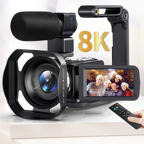 8K Video Camera 60fps/64MP 3 Inch LCD Touch Screen 18x Digital Zoom