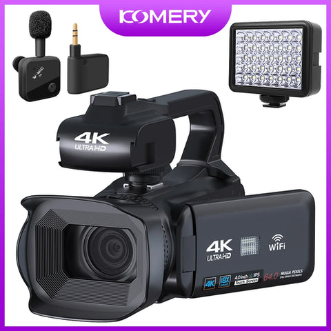 KOMERY Full 4k professional Video Camera 64MP WiFi Camcorder Digital