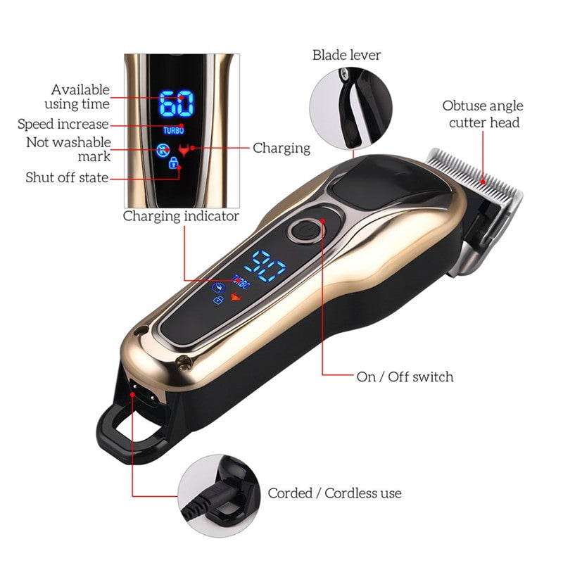 Electric Hair Clipper USB Rechargeable Professional Hair Barber for