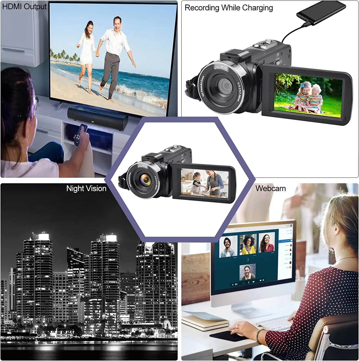 8K Video Camera 60fps/64MP 3 Inch LCD Touch Screen 18x Digital Zoom